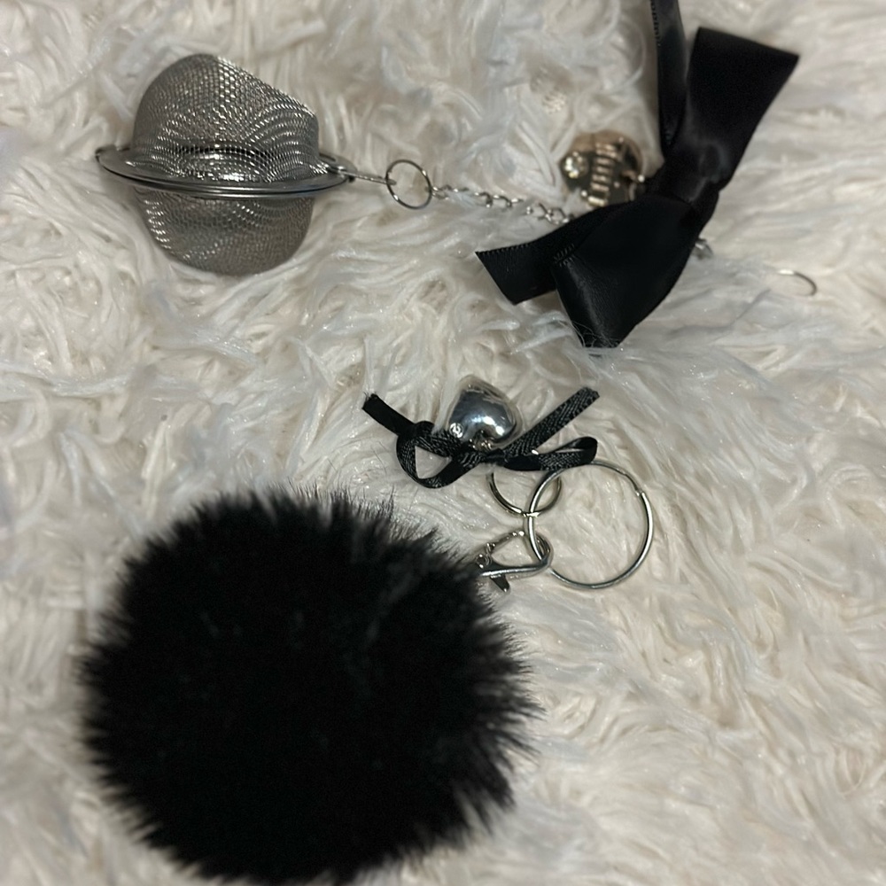 Reworked Juicy Couture Heart Charm Tea Strainer & Keychain Set